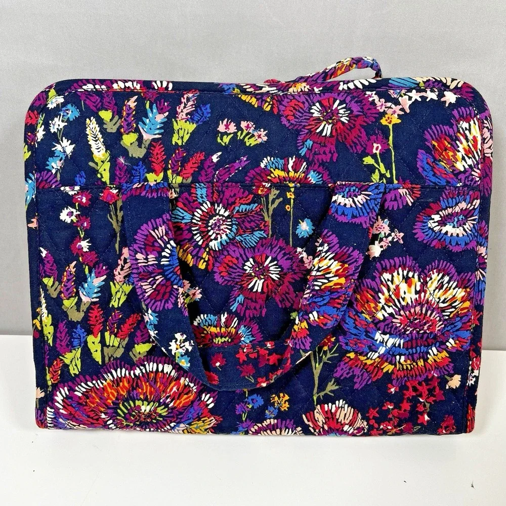 Vera Bradley Hanging‎ Cosmetic Organizer Midnight Wildflowers Quilted Cotton